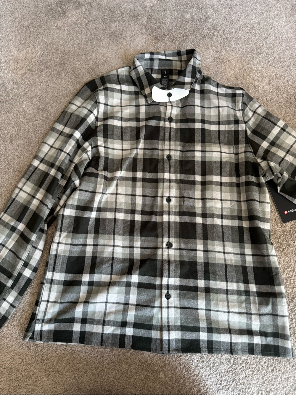 lululemon athletica dark green and white Plaid Lightweight Shirt